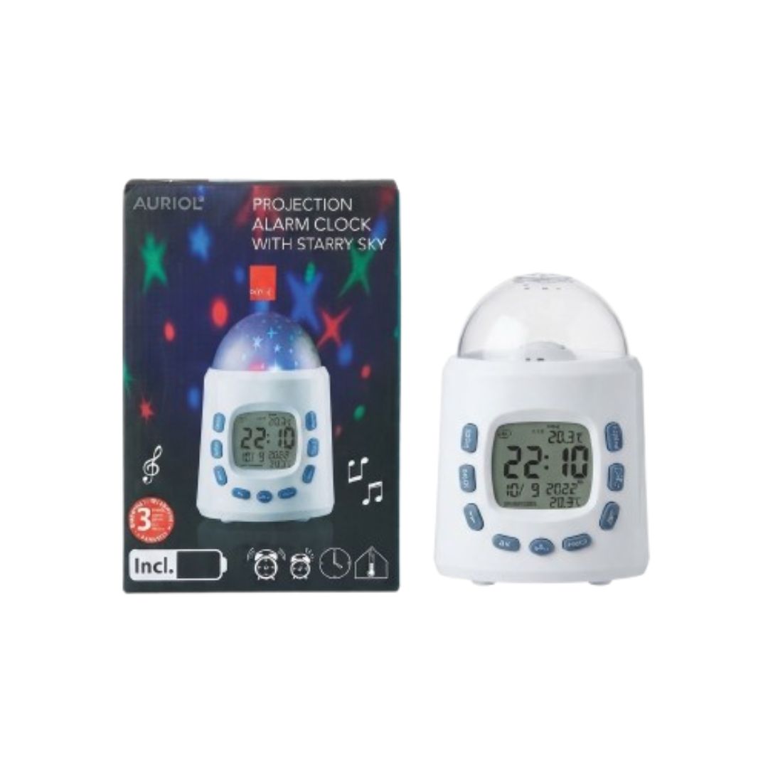 Reloj despertador con proyector de cielo estrellado