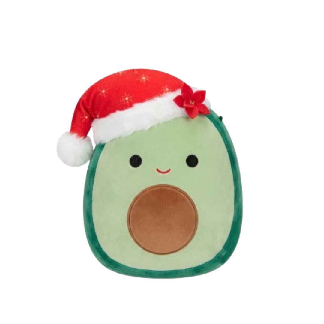 Peluche aguacate con sombrero de navidad